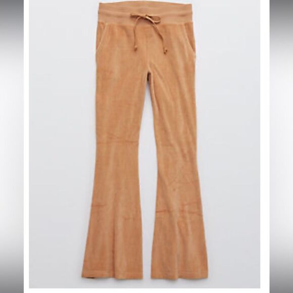 🚨4/$25 Aerie Velour High Waisted Brown Flare Pant Size Small - Picture 1 of 6
